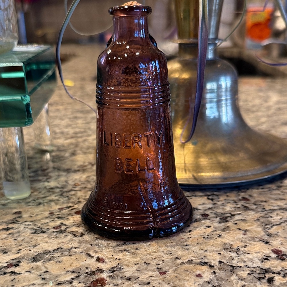 Vintage Wheaton Liberty Bell Amber Glass Bottle